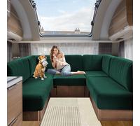 SHUOJIA Carovana Copricuscino Per Divano, Fodere Per Cuscini Per RV Auto Panchina, Copricuscini Divano Elastico Velluto con Elastica e Allacciatura (Green-b,W60-90 cm,D30-55 cm)
