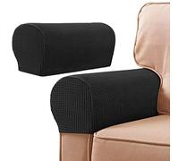 SHUOJIA Copribraccioli Per Divano Copri Braccioli Decorativo Protezione Antiscivolo Pratico Copribraccioli In Morbido Per Poltrona Per Braccioli E Divani Rimovibili (Black,2pcs)