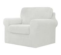 SHUOJIA Copridivano Con Schienali Separati E Cuscini Seduta, Copridivano Antiscivolo Con Fascia Elastica, Proteggi Mobili Jacquard Elasticizzato (1 Seater(80-120cm),White)
