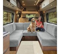 SHUOJIA Fodere per Cuscino per Camper, Jacquard Elasticizzato Copricuscino per Divanolavabili, Coprisedili per Divano, per Carovana RV Roulotte Auto Panca (Light grey,W 65-95cm, D 20-35cm)