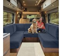 SHUOJIA Fodere per Cuscino per Camper, Jacquard Elasticizzato Copricuscino per Divanolavabili, Coprisedili per Divano, per Carovana RV Roulotte Auto Panca (Dark blue,W 65-95cm, D 20-35cm)