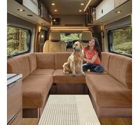 SHUOJIA Fodere per Cuscino per Camper, Jacquard Elasticizzato Copricuscino per Divanolavabili, Coprisedili per Divano, per Carovana RV Roulotte Auto Panca (Camel,W 45-65cm, D 45-65cm)