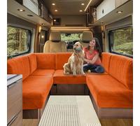 SHUOJIA Fodere per Cuscino per Camper, Jacquard Elasticizzato Copricuscino per Divanolavabili, Coprisedili per Divano, per Carovana RV Roulotte Auto Panca (Orange,W 60-90cm, D 30-50cm)