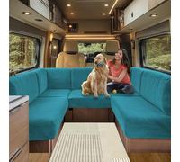 SHUOJIA Fodere per Cuscino per Camper, Jacquard Elasticizzato Copricuscino per Divanolavabili, Coprisedili per Divano, per Carovana RV Roulotte Auto Panca (Blue-green,W 45-65cm, D 45-65cm)