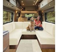 SHUOJIA Fodere per Cuscino per Camper, Jacquard Elasticizzato Copricuscino per Divanolavabili, Coprisedili per Divano, per Carovana RV Roulotte Auto Panca (Beige,W 45-65cm, D 45-65cm)