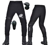 SHUOJIA Pantaloni da moto estivi per uomo e donna, tuta da armatura da moto anti-caduta traspirante a due vie,da moto da uomo con protezione (Black,M)