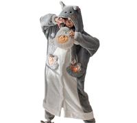 SHUOJIA Pigiama Intero per Adulti, Cosplay per Donna e Uomo, Costume di Halloween da Pecora e Lupo, Pigiama Natalizio, Abbigliamento da casa Unisex (Gray Wolf,XXL)