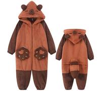 SHUOJIA Pigiama Tuta Capibara Unisex Adulto Animale Onesie Cosplay Halloween Carnevale Costume Donna Pigiama Costume Animale Inverno (Teen-S)