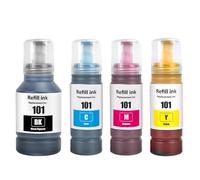 SHUOLEI 101 Inchiostro Compatibile con Epson 101 Flaconi di Inchiostro Multipack per EcoTank C13T03V14A C13T03V24A C13T03V34A L4150 L4160 L6160 L6170 L6190(4-Pack,Pigmento Nero/Ciano/Magenta/Giallo)