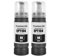 SHUOLEI 104 Inchiostro Compatibile con Epson 104 Flaconi di Inchiostro Multipack per ET-1810 ET-2726 ET-2810 ET-2811 ET-2812 ET-2814 ET-2815 ET-2820 ET-2821 ET-2825 ET-2826 ET-4800 (2-Pack, Nero×2)