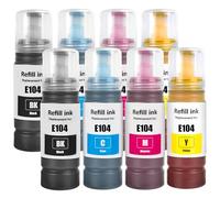 SHUOLEI 104 Inchiostro Compatibile con Epson 104 Flaconi di Inchiostro Multipack per ET-1810 ET-2726 ET-2810 ET-2811 ET-2812 ET-2814 ET-2815 ET-2820 ET-2821 ET-2825 ET-2826(8-Pack, 2BK/2C/2M/2Y)