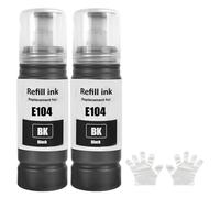 SHUOLEI 104 Multipack Inchiostro Compatibile con Epson 104 Flaconi di Inchiostro per ET-1810 ET-2810 ET-2820 ET-2726 ET-2811 ET-2812 ET-2814 ET-2815 ET-2821 ET-2825 ET-2826 ET-4800 (2 Pack BK x 2)