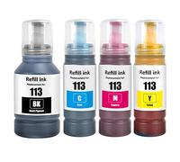 SHUOLEI 113 Inchiostro Compatibile con Epson 113 Flaconi di Inchiostro Multipack per ET-5150 ET5150 ET-5170 ET-16650 ET-16600 ET-16150 ET-15000 ET-5100 ET-5160 ET-5800 Pro ET-5850(4 Pack BK/C/M/Y)