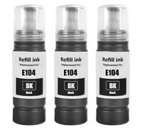 SHUOLEI E104 Inchiostro Compatibile con Epson E104 Flaconi di Inchiostro Multipack per ET-1810 ET-2726 ET-2810 ET-2811 ET-2812 ET-2814 ET-2815 ET-2820 ET-2821 ET-2825 ET-2826 ET-4800 (3-Pack, Nero×3)