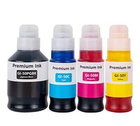 SHUOLEI GI-50 Flaconi di Inchiostro Compatibile con Canon GI50 Inchiostro Multipack per Pixma G1520 G1560 G2520 G2560 G3520 G3560 G1530 G2570 G4570 G5050 G6050 G7050 GM2050(4-Pack,BK/C/M/Y)