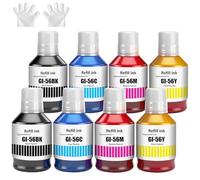 SHUOLEI GI56 pigmento Inchiostro Compatibile con Canon MAXIFY GI-56 56 Flaconi di Inchiostro Multipack per GX7050 GX6050 GX5050 GX4050 GX3050 (8 Pack, 2 Nero /2 Ciano /2 Magenta /2 Giallo)