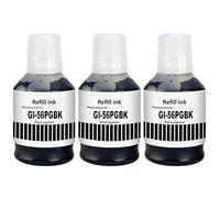 SHUOLEI GI56 pigmento Inchiostro Compatibile con Canon MAXIFY GI-56 56 Flaconi di Inchiostro Multipack per GX7050 GX6050 GX5050 GX4050 GX3050 (3-Pack, Nero×3)