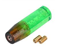 Shuoshenm Universal Two Color Crystal Shift Knob, Manual Gear Stick Lever Head with 8mm and 10mm Threaded Adapters, Ergonomic Design for Comfortable Grip and Car Interior Upgrade (Verde e Marrone)