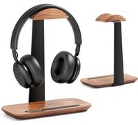 SHUOSUO Supporto per Cuffie in legno di noce, Porta per cuffie da tavolo con base di stoccaggio, compatibile con AirPods Max, Beats, Bose, Sony, Sennheiser, Gaming, ecc