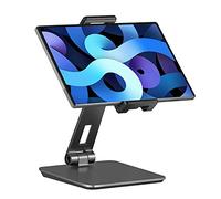 SHUOSUO Supporto Tablet Regolabile e Pieghevole, Porta Tablet in Alluminio Tavolo Girevole a 360°, Compatibile con iPad Pro/Air/Mini, Samsung Tab, Surface Pro, Kindle Fire (7-13") (Grigio Scuro)