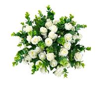 SHUOTAO Fiori artificiali in seta finta per decorazione, 33 piccole rose, bouquet di fiori finti con stelo, per vaso fai da te, casa, festa di nozze, confezione da 3, bianco