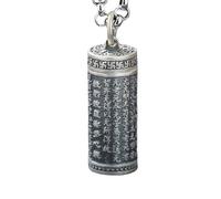 Shurangama Mantra Sanskrit Pendant Men Openable Cylinder Urn Ash Storage Amulet Locket Necklace Religious Jewelry Attractive and fashion