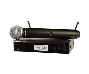 Shure BLX24R/B58 UHF - Sistema microfono wireless per chiesa, karaoke, canto - 14 ore di durata della batteria, portata 100 m | BETA 58A, microfono palmare canale, ricevitore per montaggio rack a