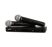 Shure BLX288/PG58 Sistema microfonico wireless UHF, perfetto per chiesa, karaoke, voce, durata della batteria 14 ore, portata 91,4 m, include (2) microfoni vocali portatili PG58, ricevitore a doppio