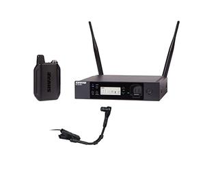 Shure GLXD14R+/B98 Sistema microfonico digitale wireless dual band Pro per ottone, legni, percussioni - Durata della batteria 12 ore, portata 30,5 m | Microfono per strumenti a clip, ricevitore per