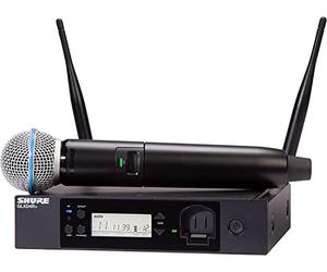 Shure GLXD24R+/B58 Sistema microfonico wireless digitale Dual Band Pro per chiesa, karaoke, voce - Durata della batteria 12 ore, portata 30,5 m | BETA 58A Microfono vocale portatile, ricevitore per