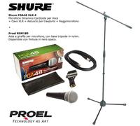 Shure PGA48 XLR-E Microfono Professionale Voce + Proel RSM180 Asta Giraffa