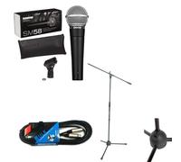 Shure SM58-LCE Microfono Professionale Cardioide + Cavo BULK250LU3 + RSM180 Asta