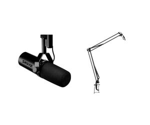 Shure SM7dB-Microfono dinamico, costruzione solida, protezione antivento staccabile-Nero + Gator Frameworks - GFWMICBCBM1000 Supporto per microfono per podcast e registrazione