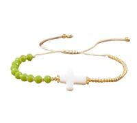 Shurhome Bracciale in cristallo multicolore con perle crocifissi, bracciale bohémien fatto a mano, alla moda, per abiti da spiaggia, bracciale vintage con perle crocifisse, Taglia unica, come