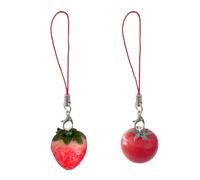 Shurhome Ciondolo per telefono alla moda con fragole e pomodoro look alla moda facile da trasportare accessorio per telefono domestico versatile decorazione per borsa