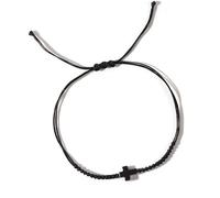 Shurhome Cordoncino regolabile realizzato a mano con ciondolo crocifisso per uomo, elegante nero, semplice e regolabile corda nera