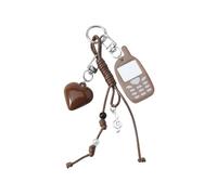 Shurhome Elegante portachiavi a forma di cuore con corda intrecciata con specchio per chiavi e decorazioni tascabili, pratico portachiavi, A03