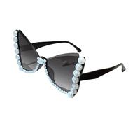Shurhome Eleganti occhiali da sole con montatura a farfalla e perline per l'uso quotidiano Elegante cornice di perle per accessori, c, Einheitsgröße