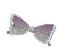 Shurhome Eleganti occhiali da sole con montatura a farfalla e perline per l'uso quotidiano Elegante cornice di perle per accessori, b, Einheitsgröße