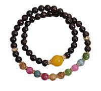 Shurhome Granata naturale, bracciale alla moda impilabile con doppio passante per donna, elegante stratificazione uso quotidiano e formale, pietra naturale