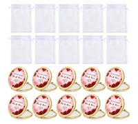 Shurhome Set da matrimonio portatile e compatto, oro | Assortimento di ringraziamento per gli ospiti, astuccio rotondo pieghevole in metallo, per trucchi, bagaglio da viaggio