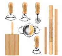 Shurhome Set di stampi per ravioli con funzionamento manuale per uso | Stampi in legno e metallo per ravioli, pasticceria in famiglie e cucinare quotidianamente durante le cene di famiglia