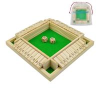 Shut The Box Classico Gioco da Tavolo in Legno, Gioco di Dadi Giocattolo da Viaggio Gioco per 2-4 Giocatori con Borsa per Conservazione per l'allenamento di Logica Matematica Regalo per Bambini