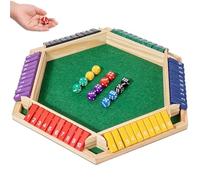 Shut The Box Game 6 Player Wooden Table Games, Classic Dice Games, Travel Game,Wooden Math Traditional Pub Board Dice Games, Family Party/Holiday Fun Games (Colourful)