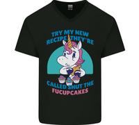 Shut The Fuckupcakes Offensiva Divertente Unicorn Uomo Scollo A V Cotone T-Shirt