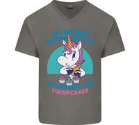 Shut The Fuckupcakes Offensiva Divertente Unicorn Uomo Scollo A V Cotone T-Shirt