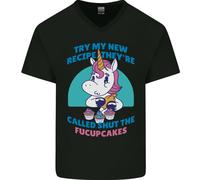 Shut The Fuckupcakes Offensiva Divertente Unicorn Uomo Scollo A V Cotone T-Shirt