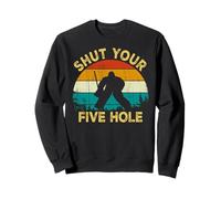 Shut Your Five Hole Vintage Retro Funny Ice Hockey Goalie Felpa