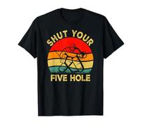 Shut Your Five Hole Vintage Retro Funny Ice Hockey Goalie Maglietta