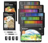 Shuttle Art 138 Matite Colorate Professionali, Con Libro Da Colorare,1 Blocco Da Disegno,4 Temperini,2 Estensori, Astuccio Matite Metallo, Colori a Matita per Bambini Adulti